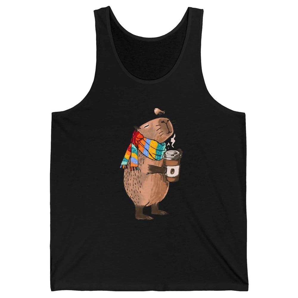 Retro Capybara Drinking Coffee Animal Stuffed Capybara Lover Unisex Jersey Tank