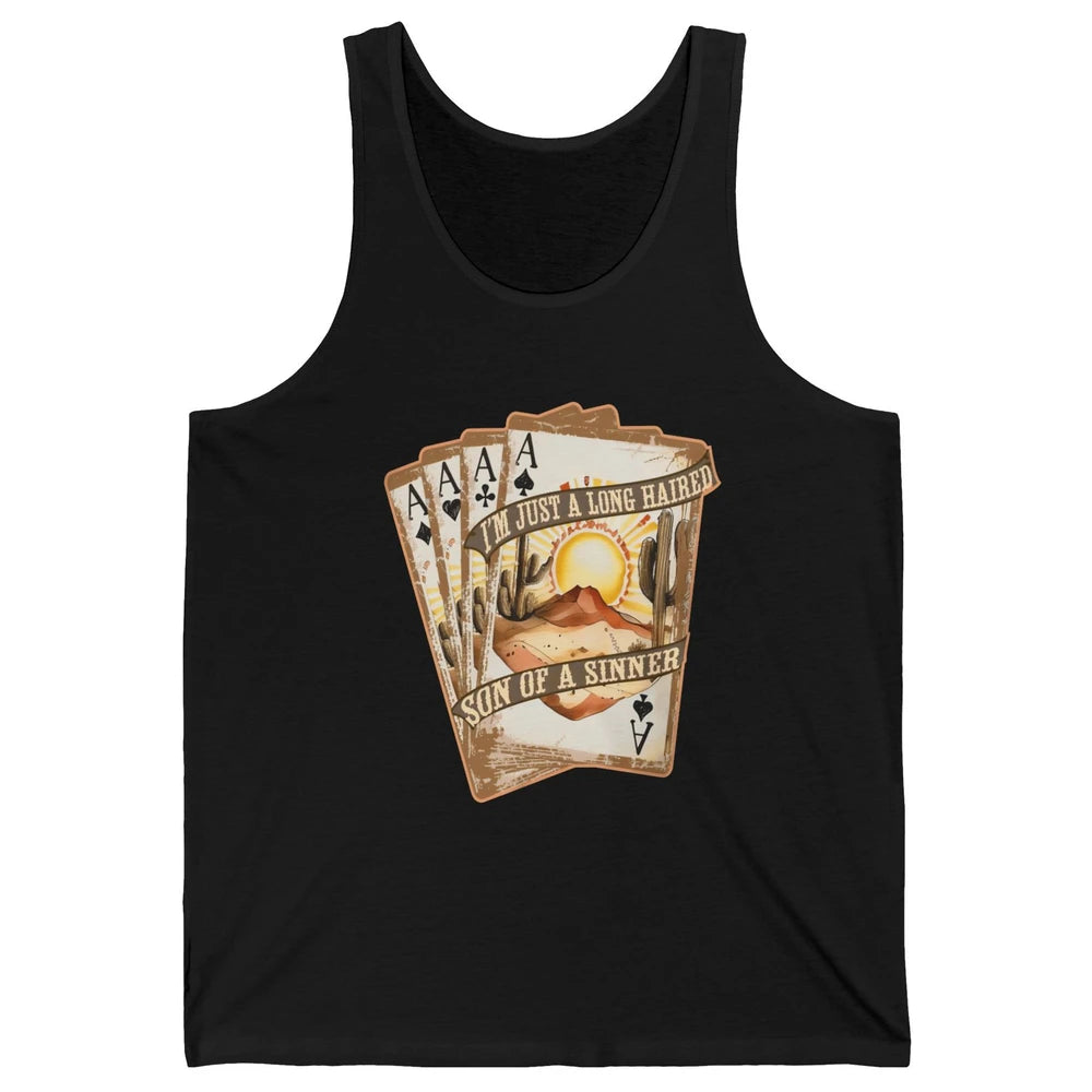 Retro Desert Sunset Long Haired Son Of Sinner Cards Western Unisex Jersey Tank