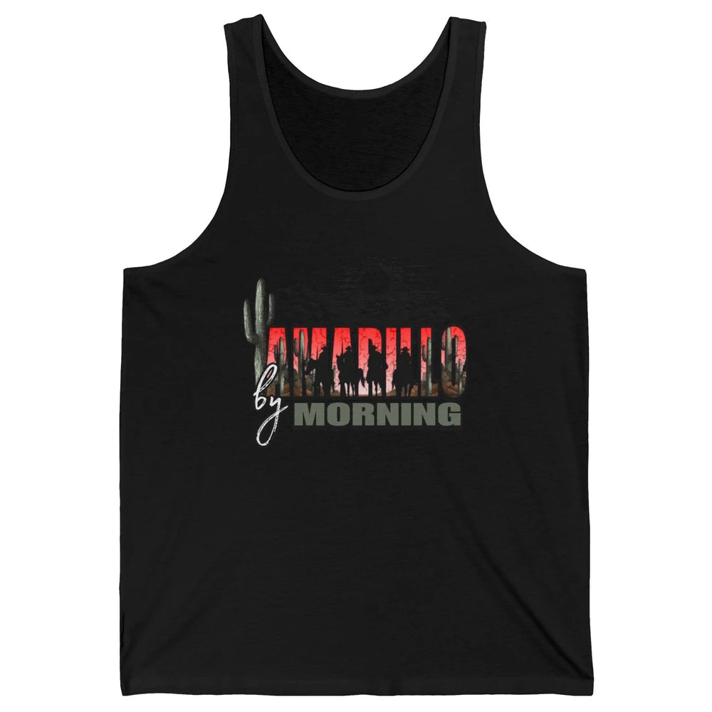Retro Desert Sunset Amarillo By Morning Western Cowboy Unisex Jersey Tank