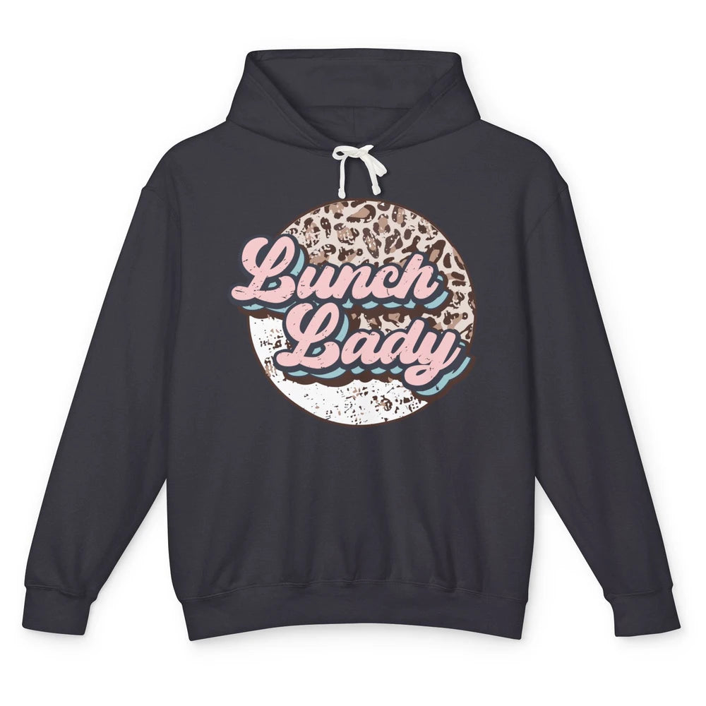 Retro Leopard Lunch Lady Cafeteria Life Lunch Lady Halloween Unisex Lightweight Hoodie
