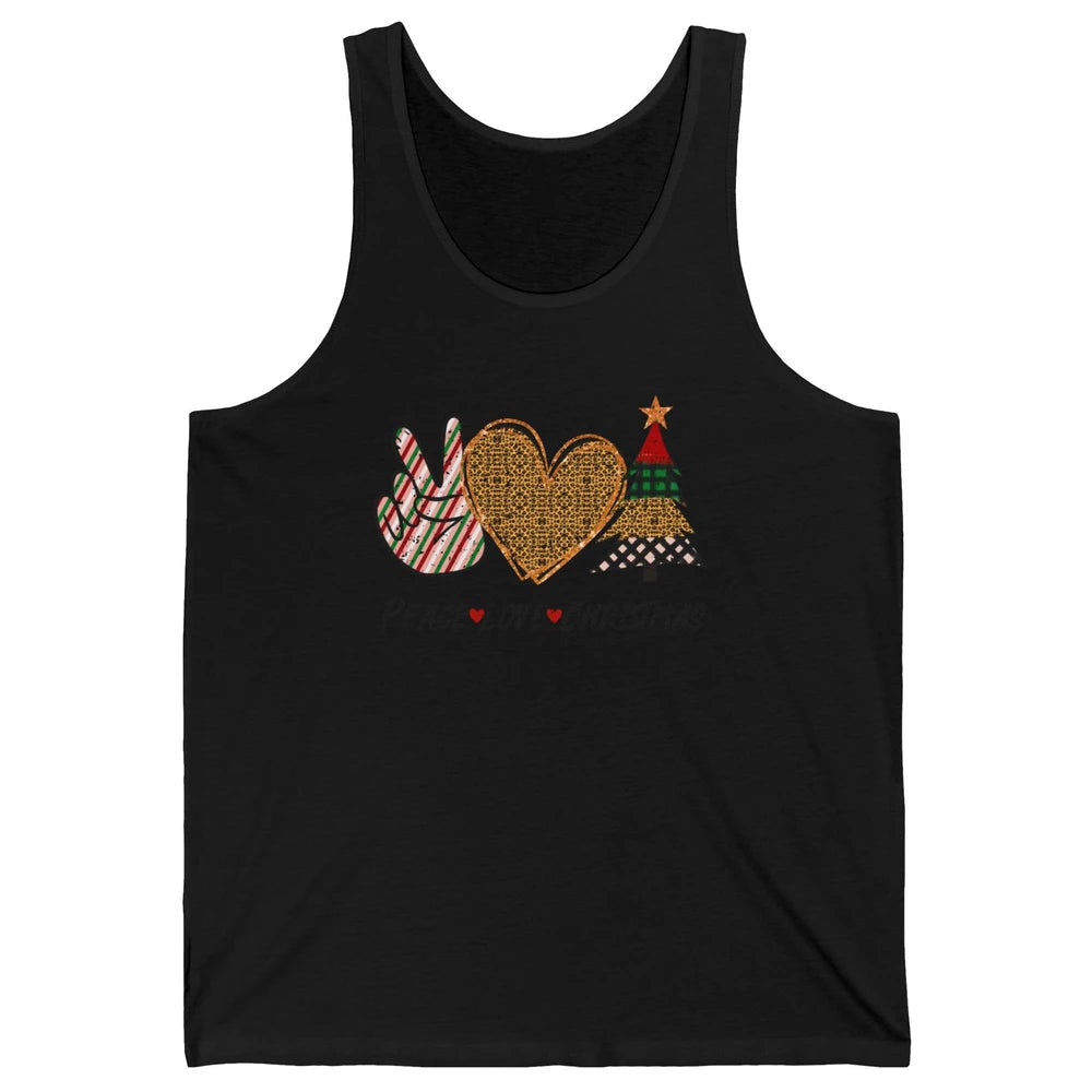 Peace Love Christmas Leopard Merry Christmas Vintage Retro Unisex Jersey Tank