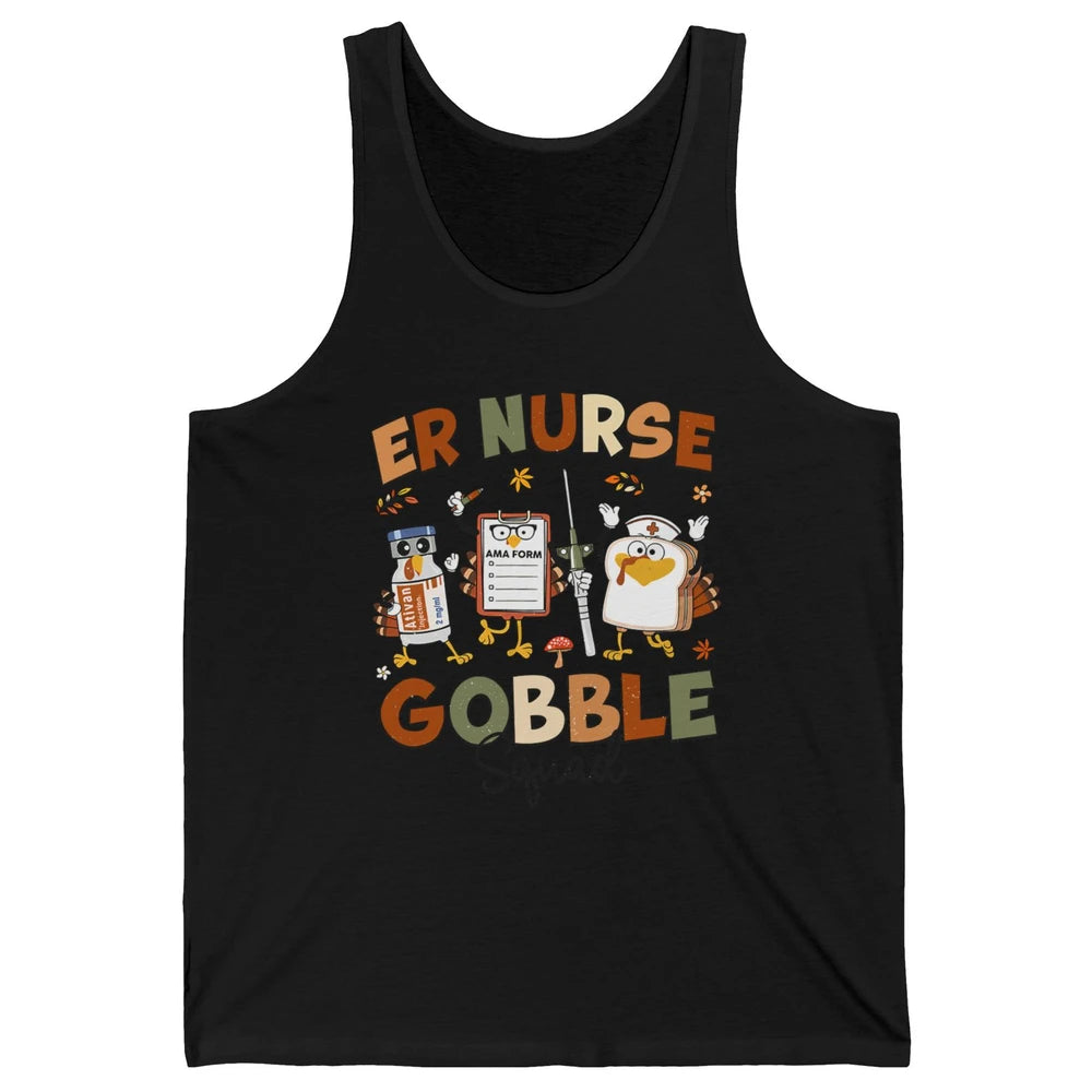Thanksgiving ER Nurse Gobble Squad Emergency Room Thankful Unisex Jersey Tank