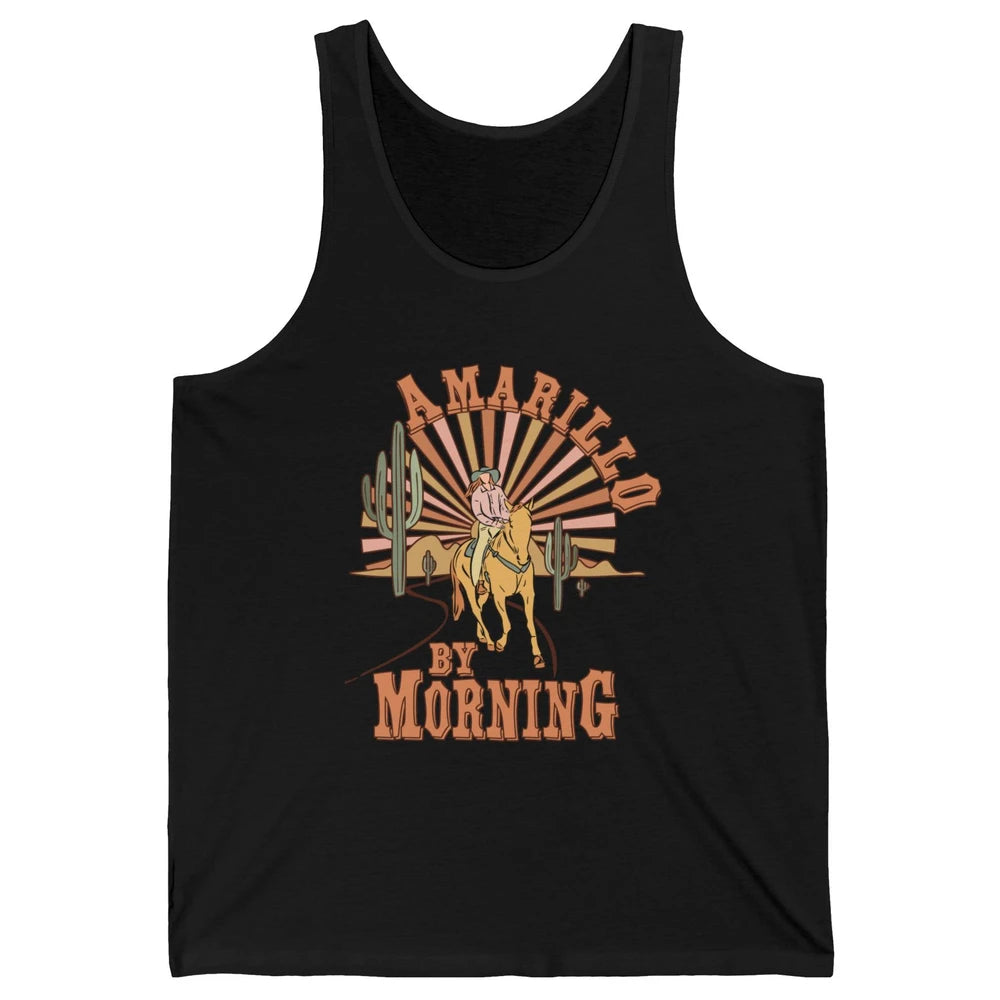 Retro Desert Cowboy Riding Horse Amarillo By Morning Western Unisex Jersey Tank