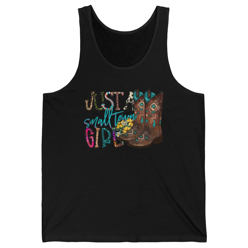 Retro Cowgirl Boots Just A Small Town Girl Western Country Unisex Jersey Tank