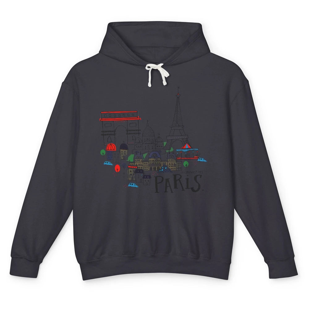 Paris Eiffel Tower Travel France Gift Paris Skyline Unisex Lightweight Hoodie