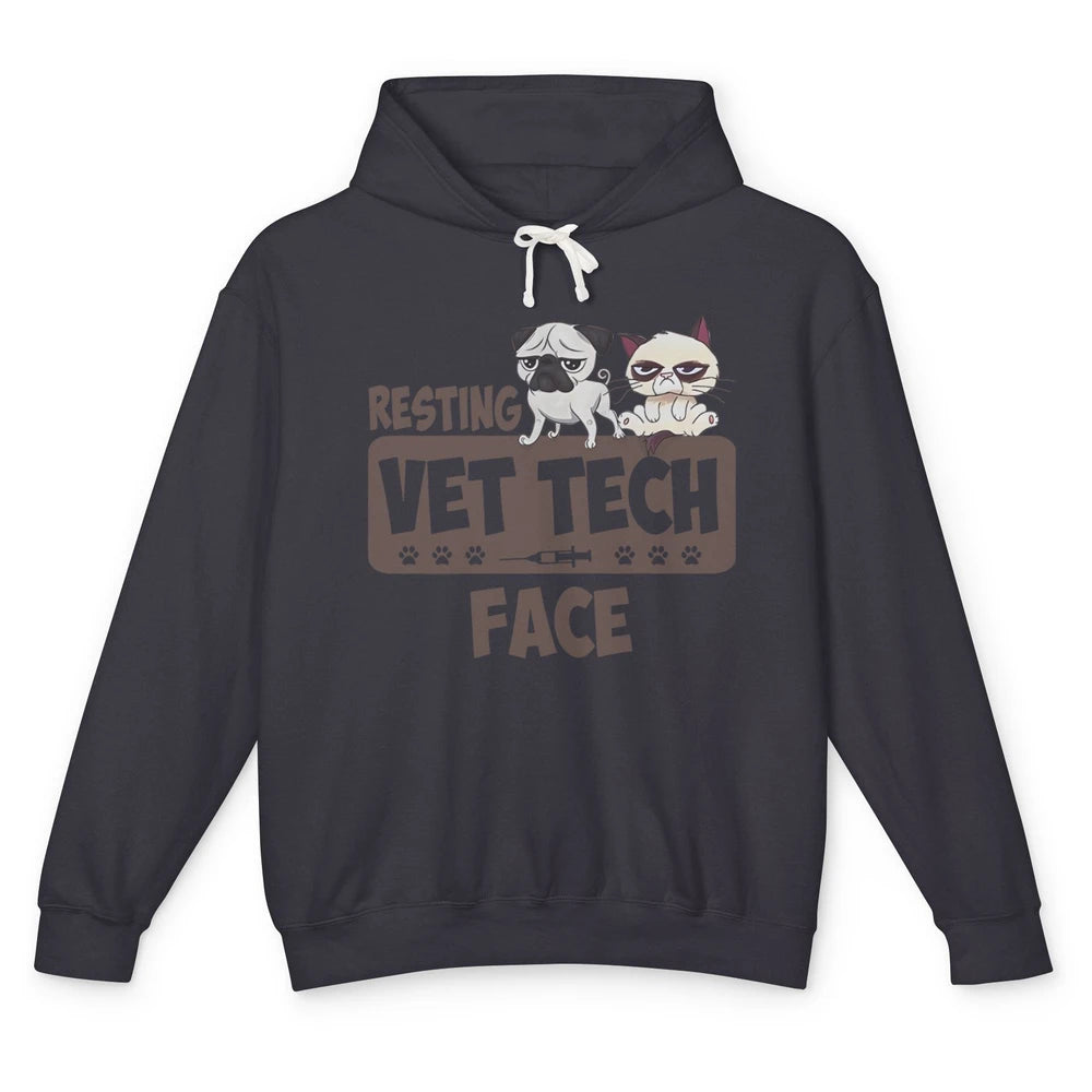 Resting Vet Tech Animal Face Nurse Veterinarian Dog Cat Paw Unisex Lightweight Hoodie