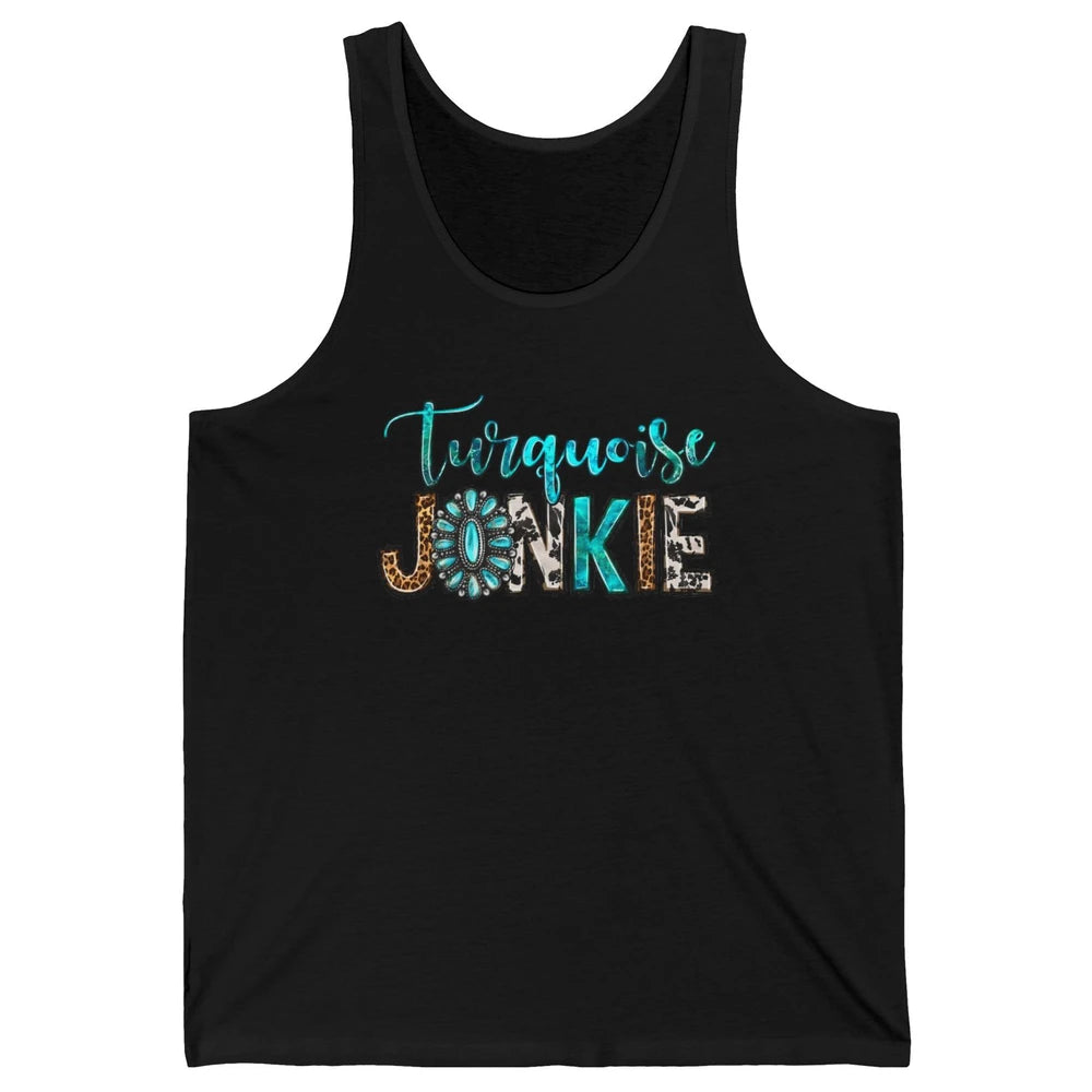 Retro Leopard Turquoise Junkie Gemstone Western Country Unisex Jersey Tank