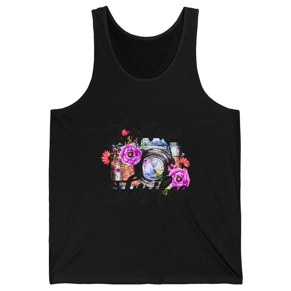 Photography Day Capture Smiles Retro Floral Camera Traveller Unisex Jersey Tank