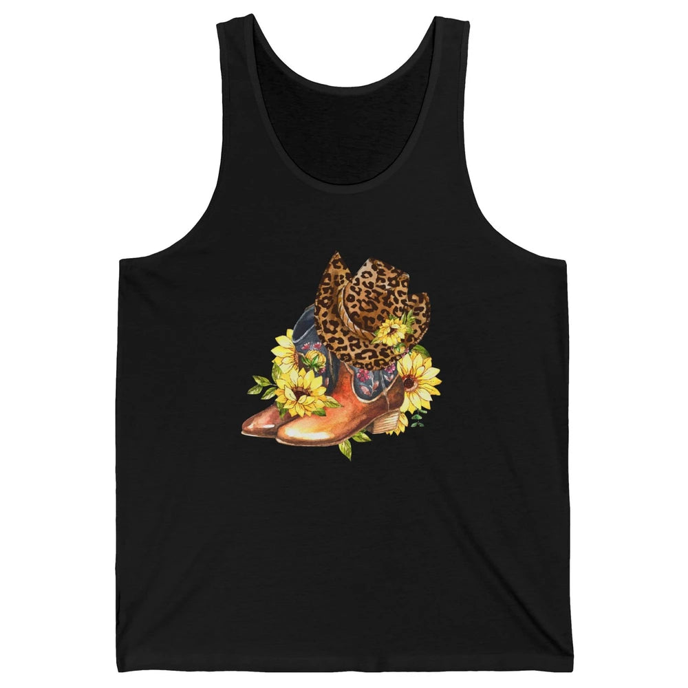 Retro Leopard Cowboy Boots Let's Go Girls Western Cowgirls Unisex Jersey Tank