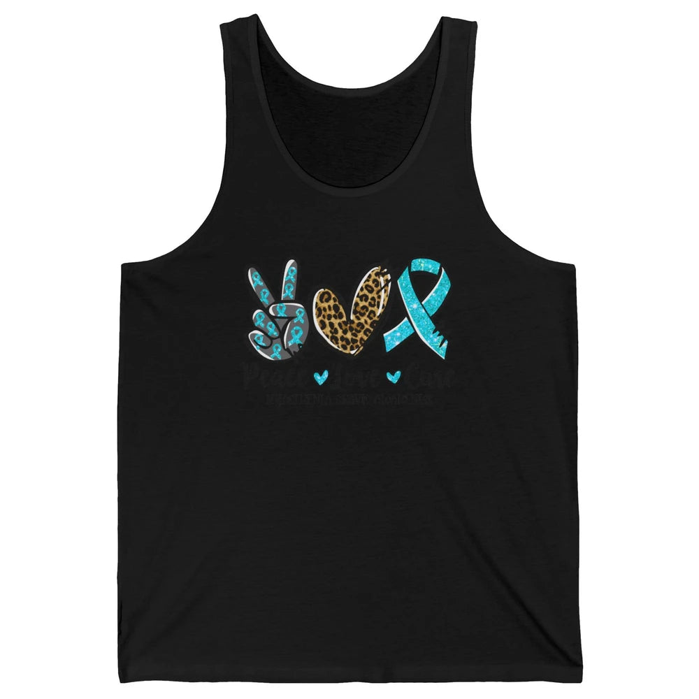 Myasthenia Gravis Awareness Ribbon Peace Love Cure Leopard Unisex Jersey Tank