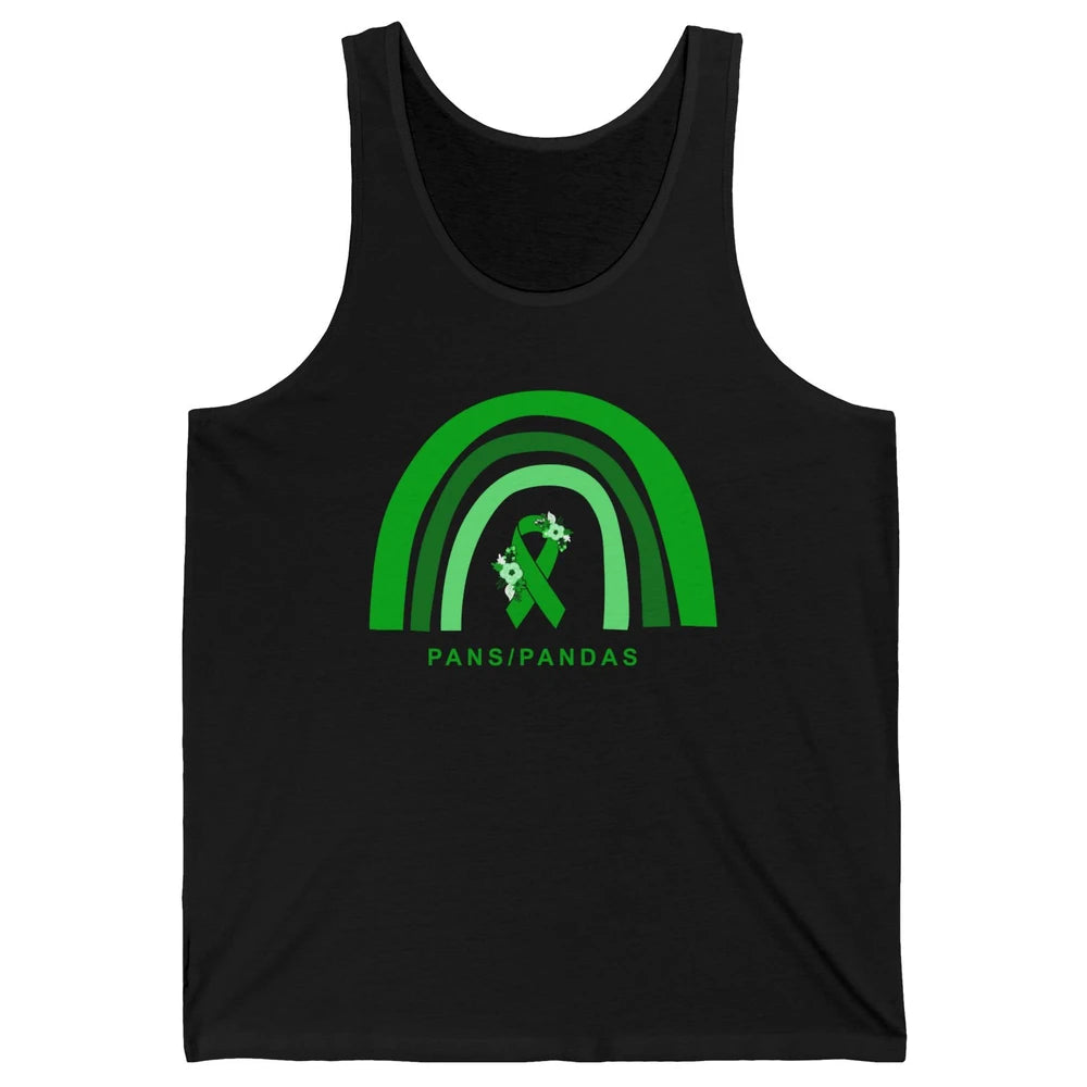 PANS/PANDAS Awareness Floral Green Ribbon Rainbow Pans Unisex Jersey Tank