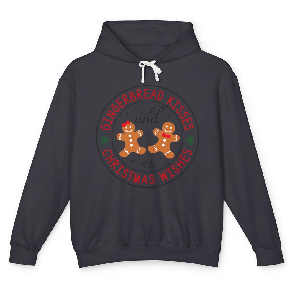 Christmas Gingerbread Kissed And Christmas Wishes Winter Unisex Lightweight Hoodie