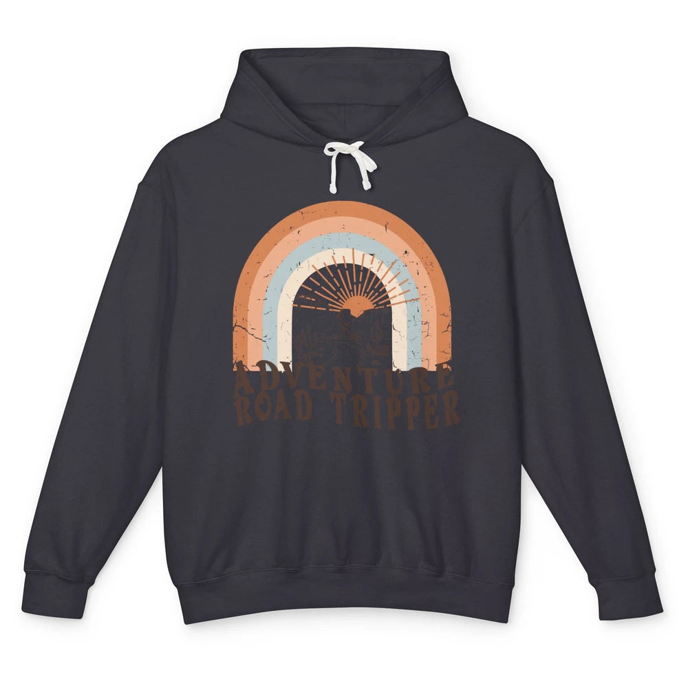Retro Desert Sunrise Rainbow Adventure Road Tripper Western Unisex Lightweight Hoodie