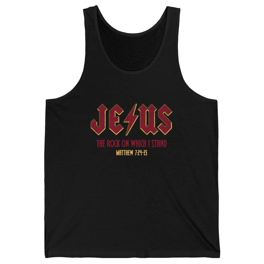 Retro Jesus The Rock On Which I Stand Faith Christian God Unisex Jersey Tank