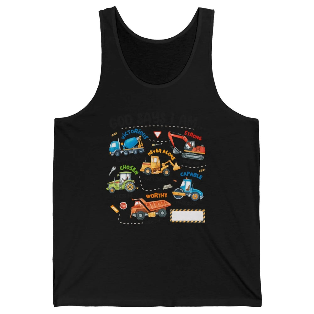 Construction Boy Christian God Say I'm Bible Verse Religious Unisex Jersey Tank