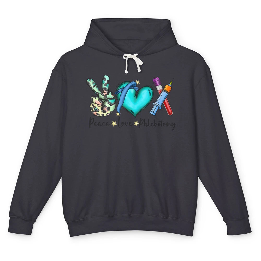 Phlebotomist Life Peace Love Phlebotomy Leopard Nurse Life Unisex Lightweight Hoodie
