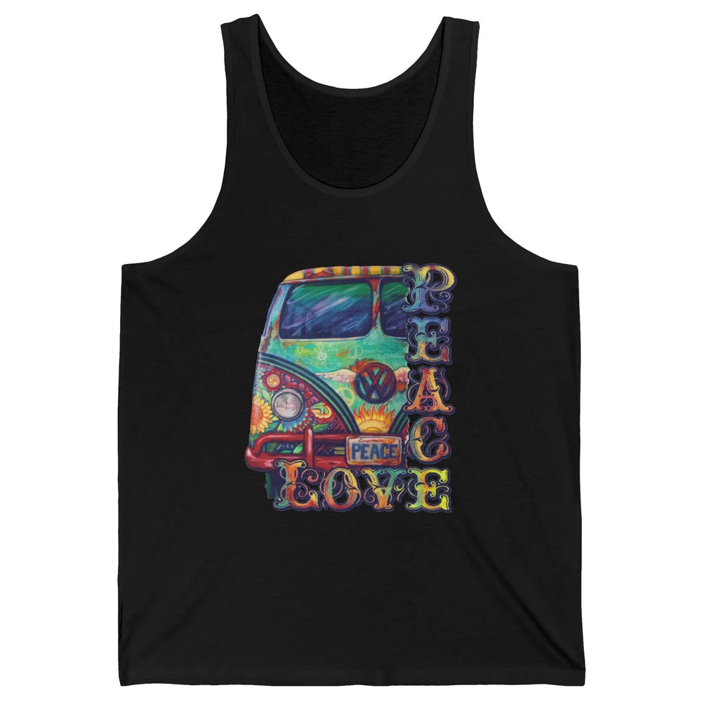 Peace And Love Hippie Van Peacemobile Vintage Gift Camping Unisex Jersey Tank