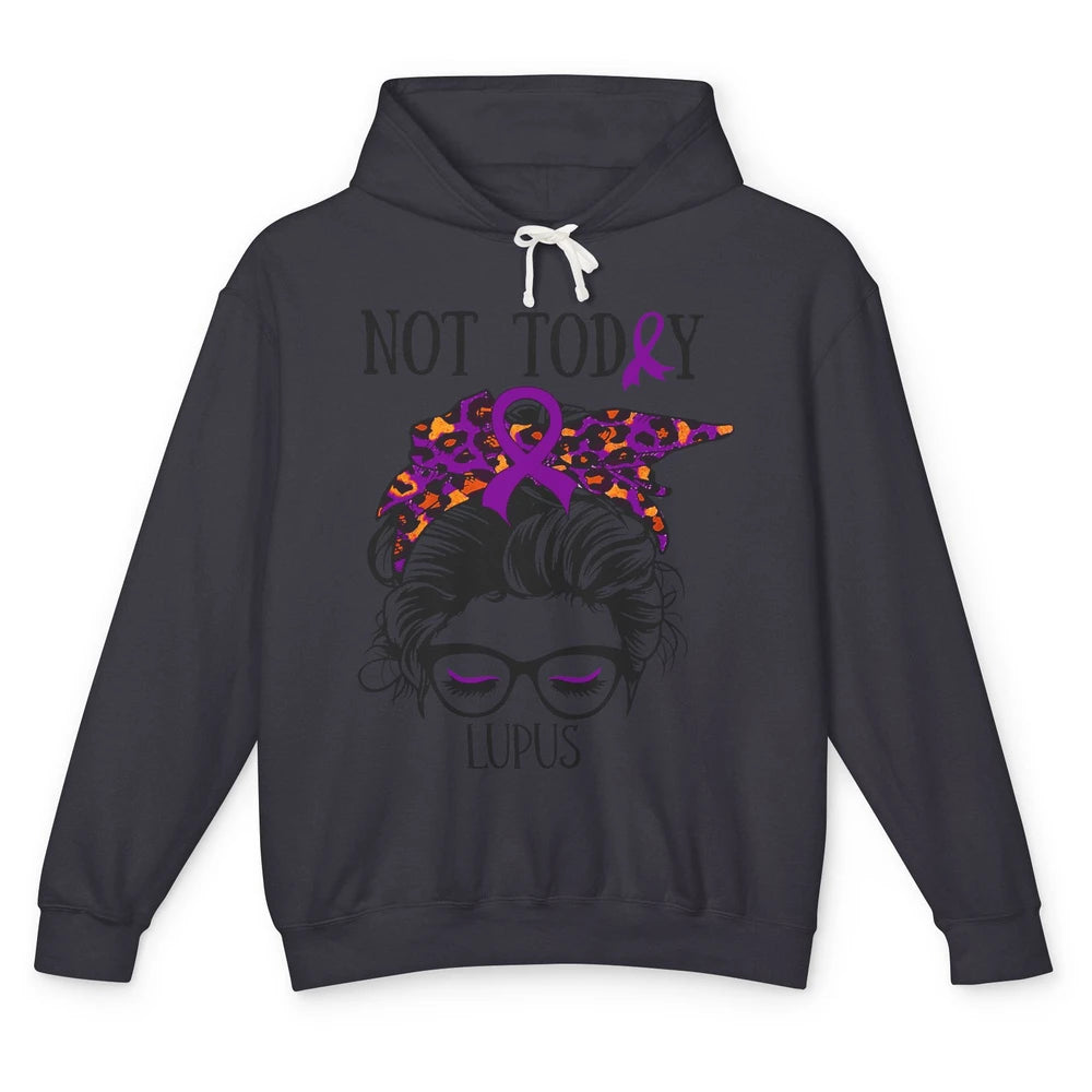 Not Today Lupus Awareness Leopard Messy Bun Glasses Unisex Lightweight Hoodie