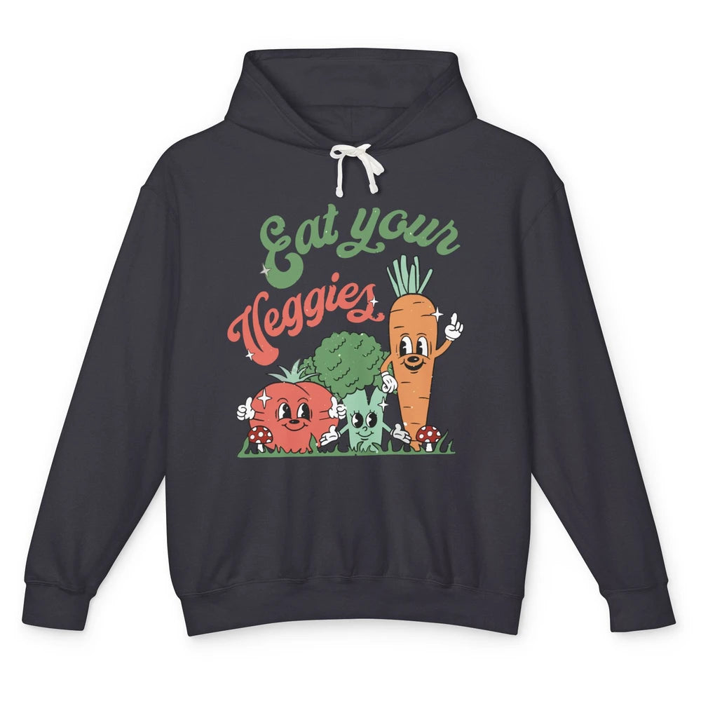 Retro Farm Fruit Eat Your Veggies Tomato Carrot Vegan Farmer Unisex Lightweight Hoodie