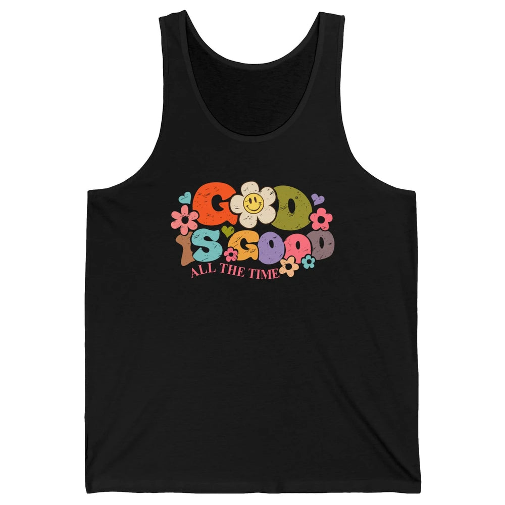 Retro Groovy God Is Good All The Time Christian Religious Unisex Jersey Tank
