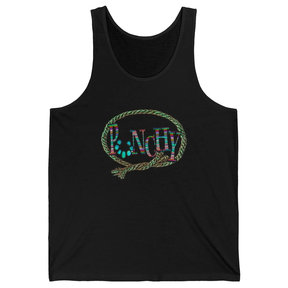 Retro Cowgirl Punchy Cowhide Turquoise Lasso Western Cowboy Unisex Jersey Tank