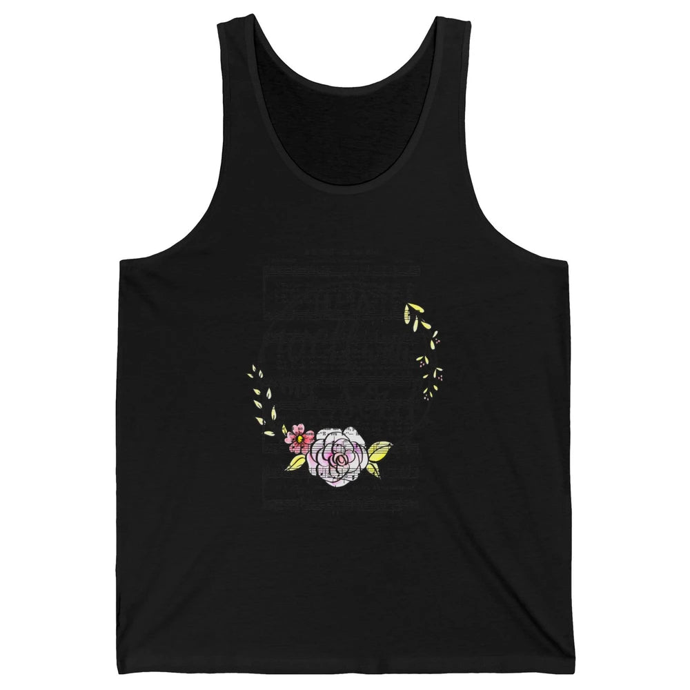 Floral Christian Its Well With My Soul Music Sheet Religious Unisex Jersey Tank