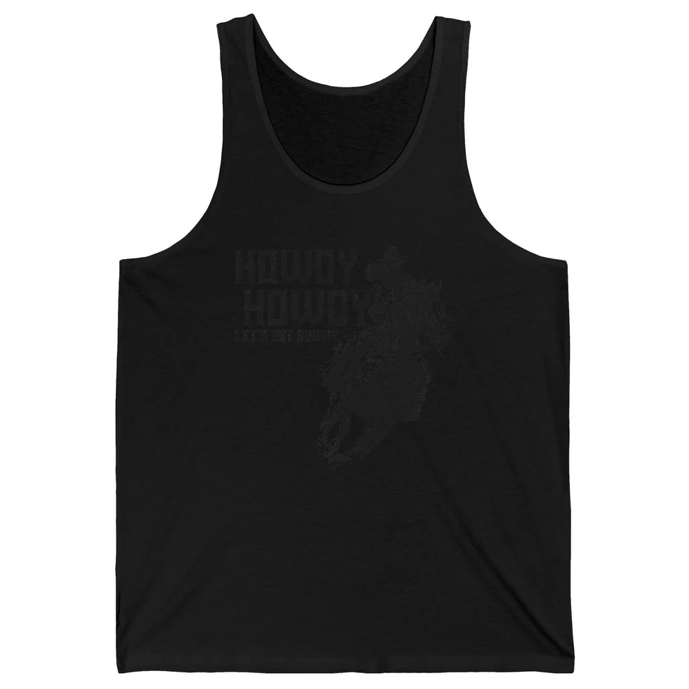 Retro Howdy Cowboy Rodeo Riding Horse Western Country Men Unisex Jersey Tank