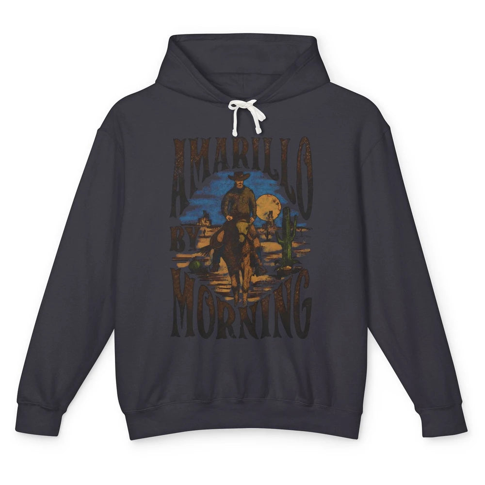 Retro Cowboy Riding Horse Desert Amarillo By Morning Western Unisex Lightweight Hoodie