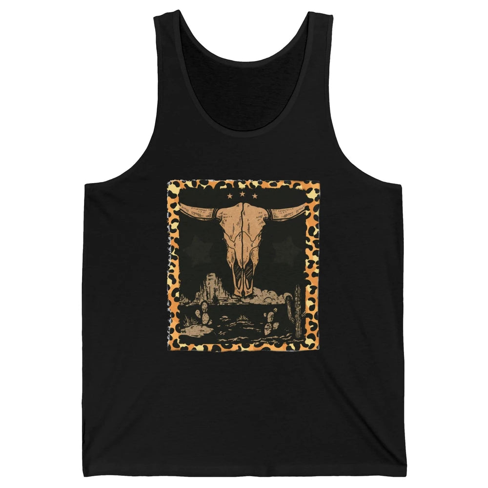 Retro Desert Cactus Cow Horn Skull Western Country Cowboy Unisex Jersey Tank
