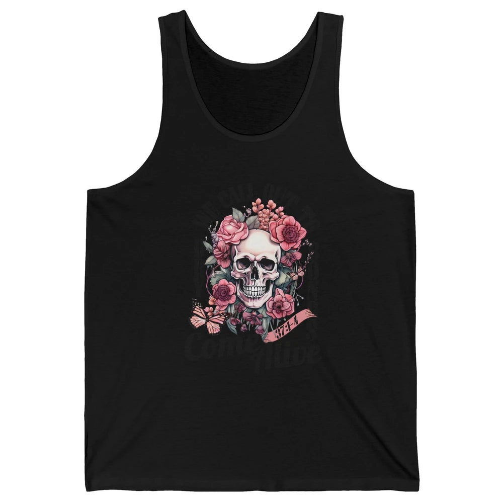 Floral Skull Dry Bones Come Alive Bible Christian Halloween Unisex Jersey Tank