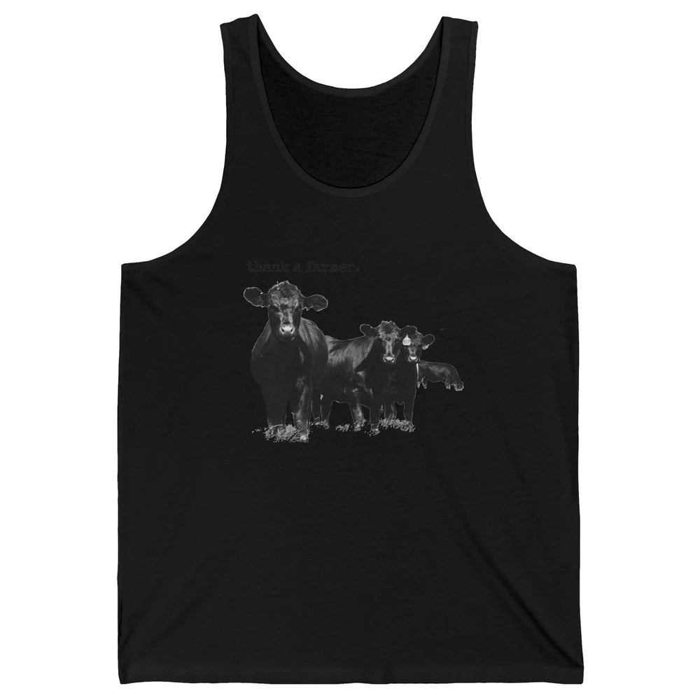 Funny Cow Gang Thank A Farmer Farm Animals Cattles Western Unisex Jersey Tank