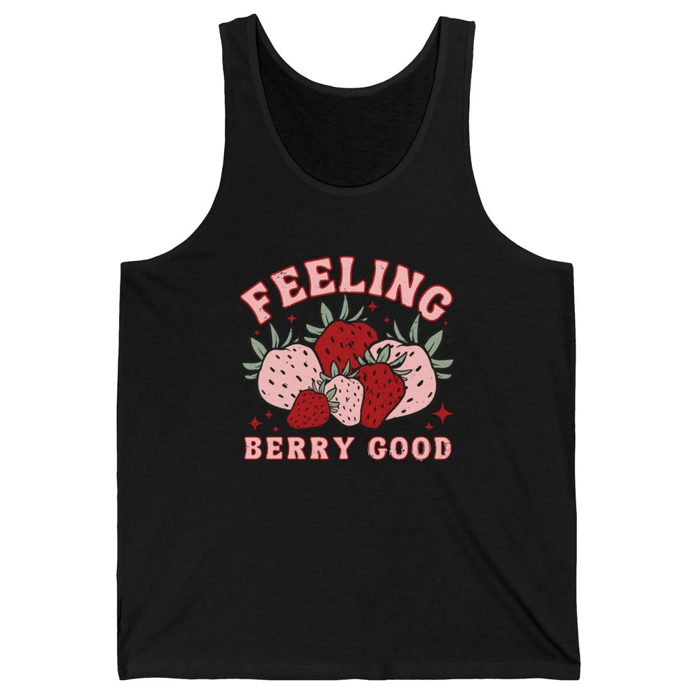 Retro Strawberry Feeling Berry Good Positive Mind Happy Life Unisex Jersey Tank