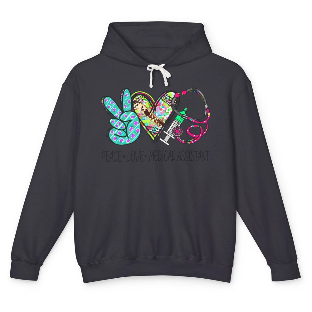 Peace Love Medical Assistant Leopard Stethoscope Nurse Life Unisex Lightweight Hoodie