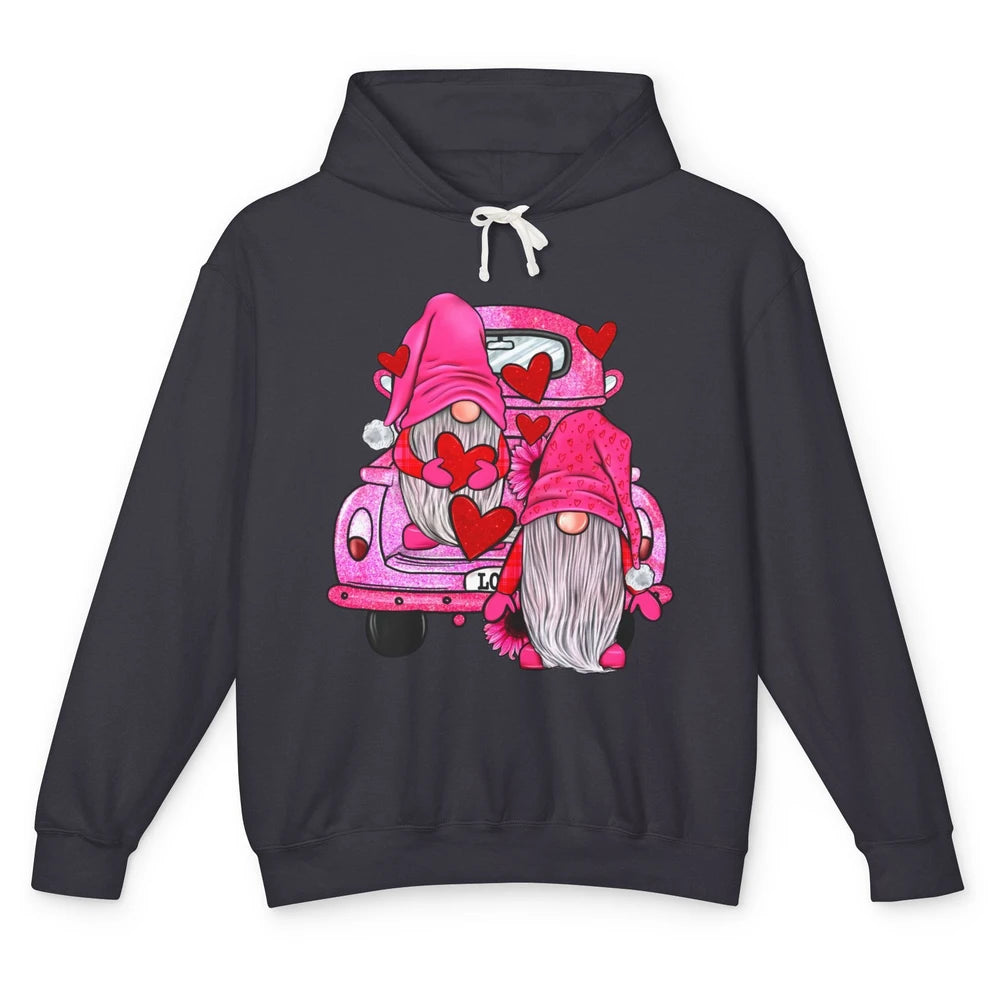 Pink Gnomes Truck Valentines Loads Of Love Western Valentine Unisex Lightweight Hoodie