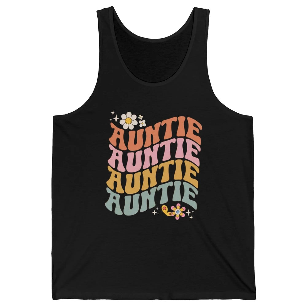 Retro Auntie Hippie Groovy Pregnancy Reveal Positive Mind Unisex Jersey Tank