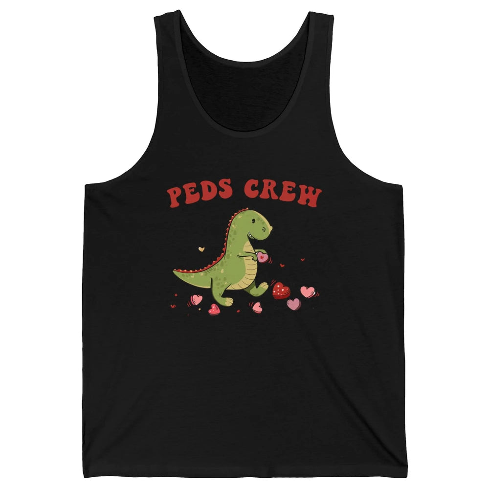 Pediatric Nurse Valentines Dinosaur Peds Crew Valentines Day Unisex Jersey Tank