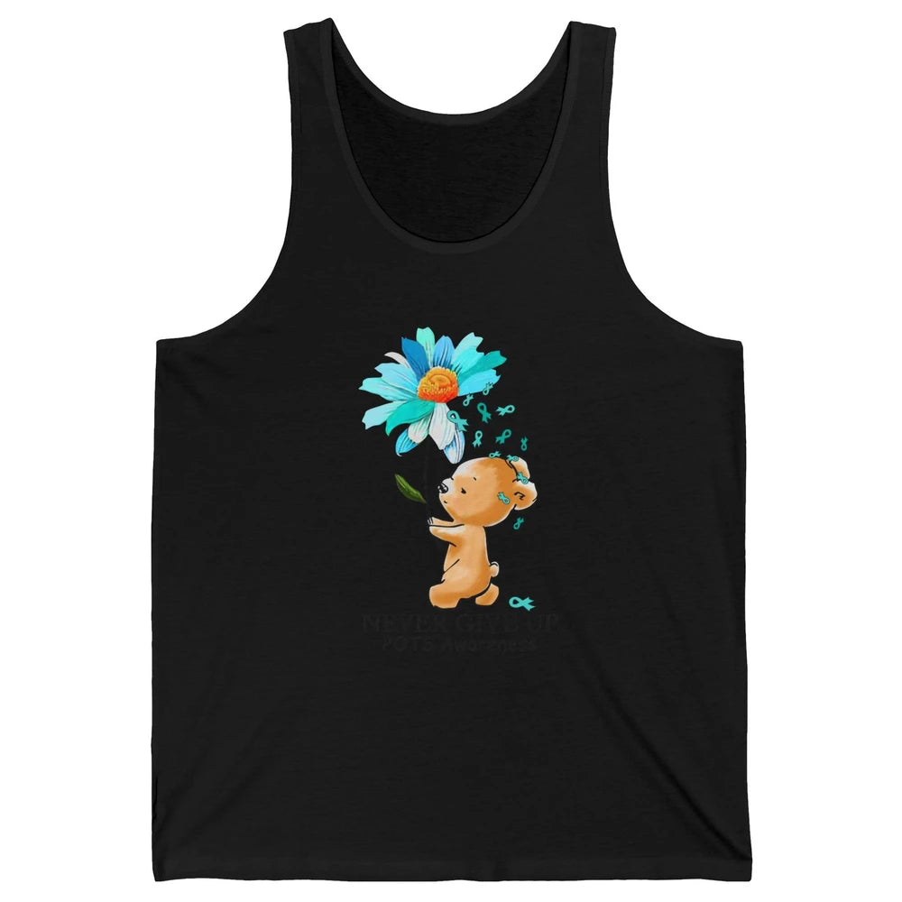 POTS Awareness Keep Going Daisy Bear Turquoise Sunflower Unisex Jersey Tank