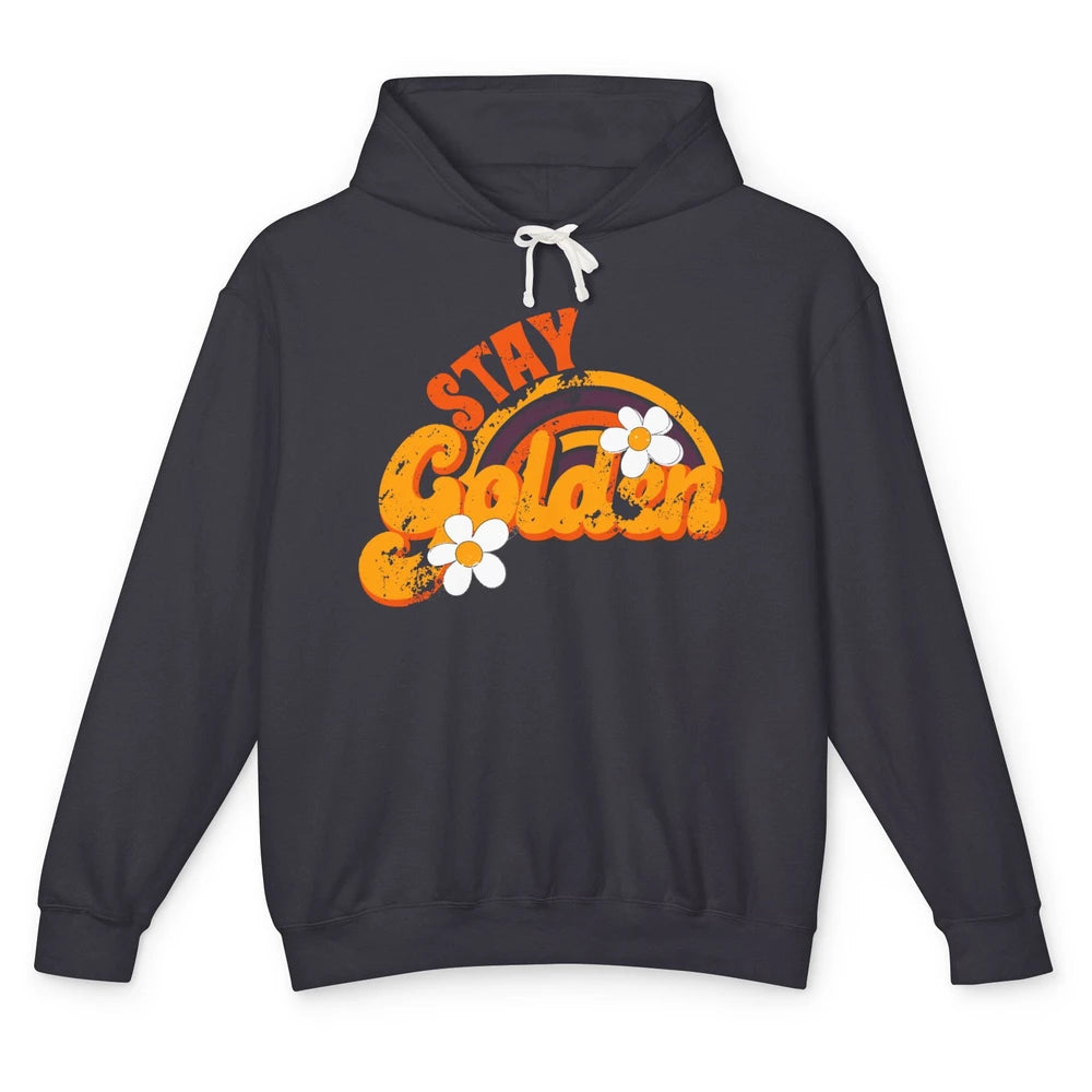 Retro Daisy Rainbow Stay Golden Summer Vintage Positive Life Unisex Lightweight Hoodie