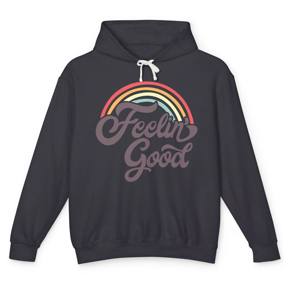 Retro Rainbow Feeling Good Hippie Summer Vintage Positive Unisex Lightweight Hoodie