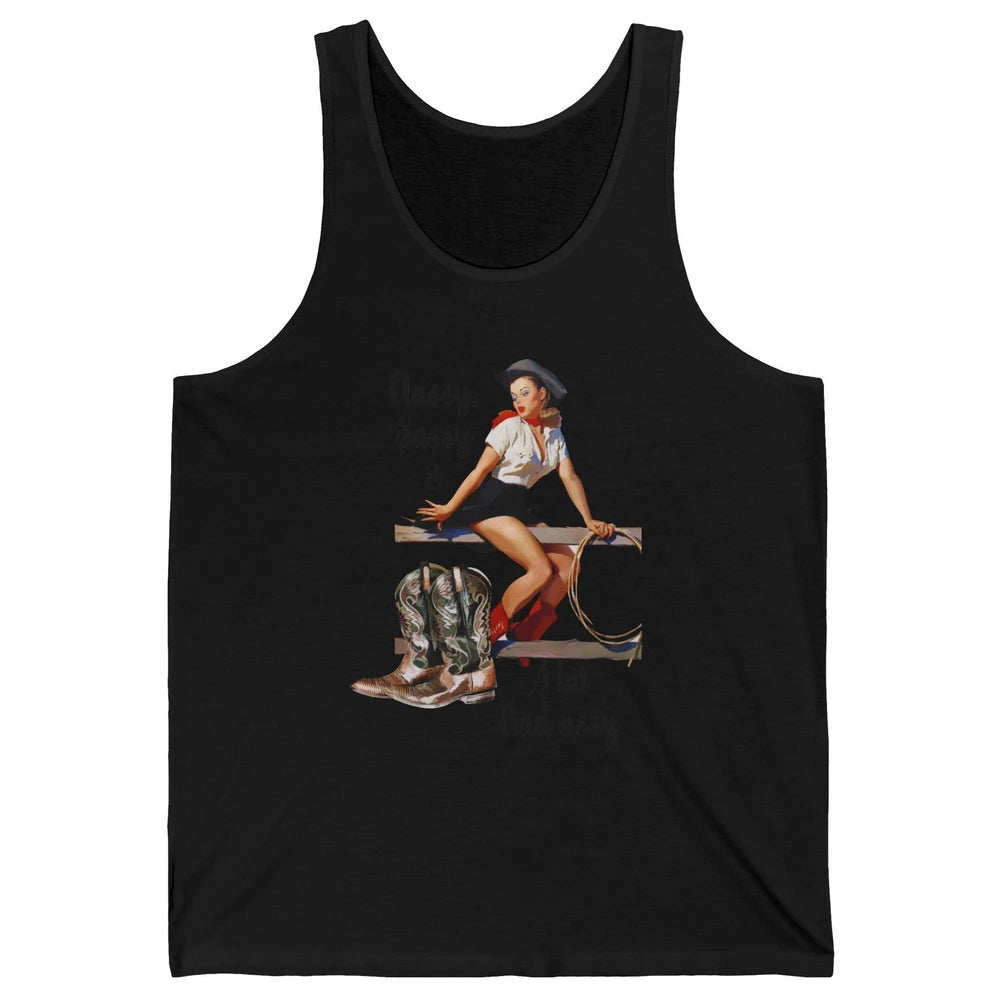 Retro Cowgirl Boots Classy Sassy Western Country Cowboy Gift Unisex Jersey Tank