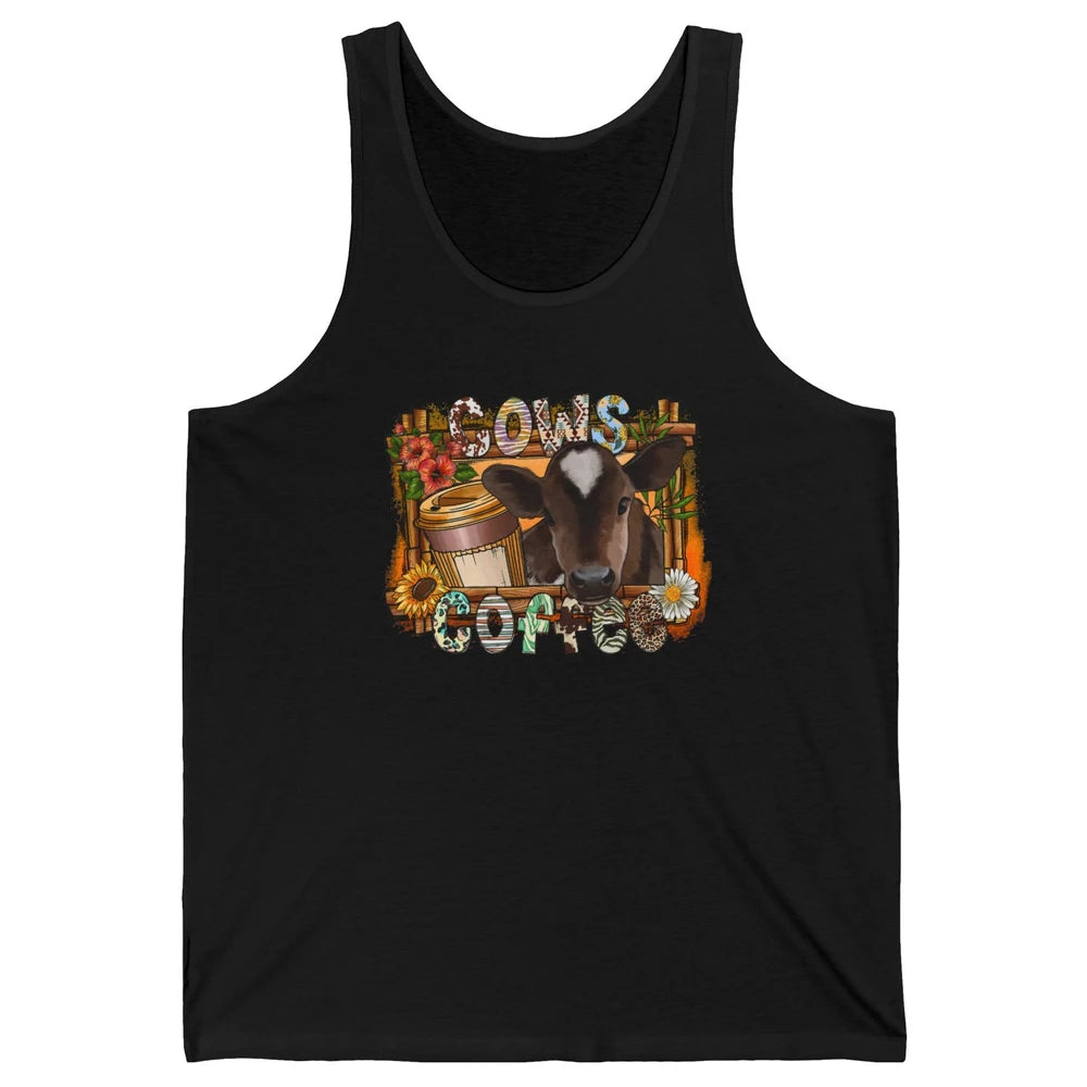 Cowhide Sunflower Cows Coffee Western Cattle Cow Mama Life Unisex Jersey Tank