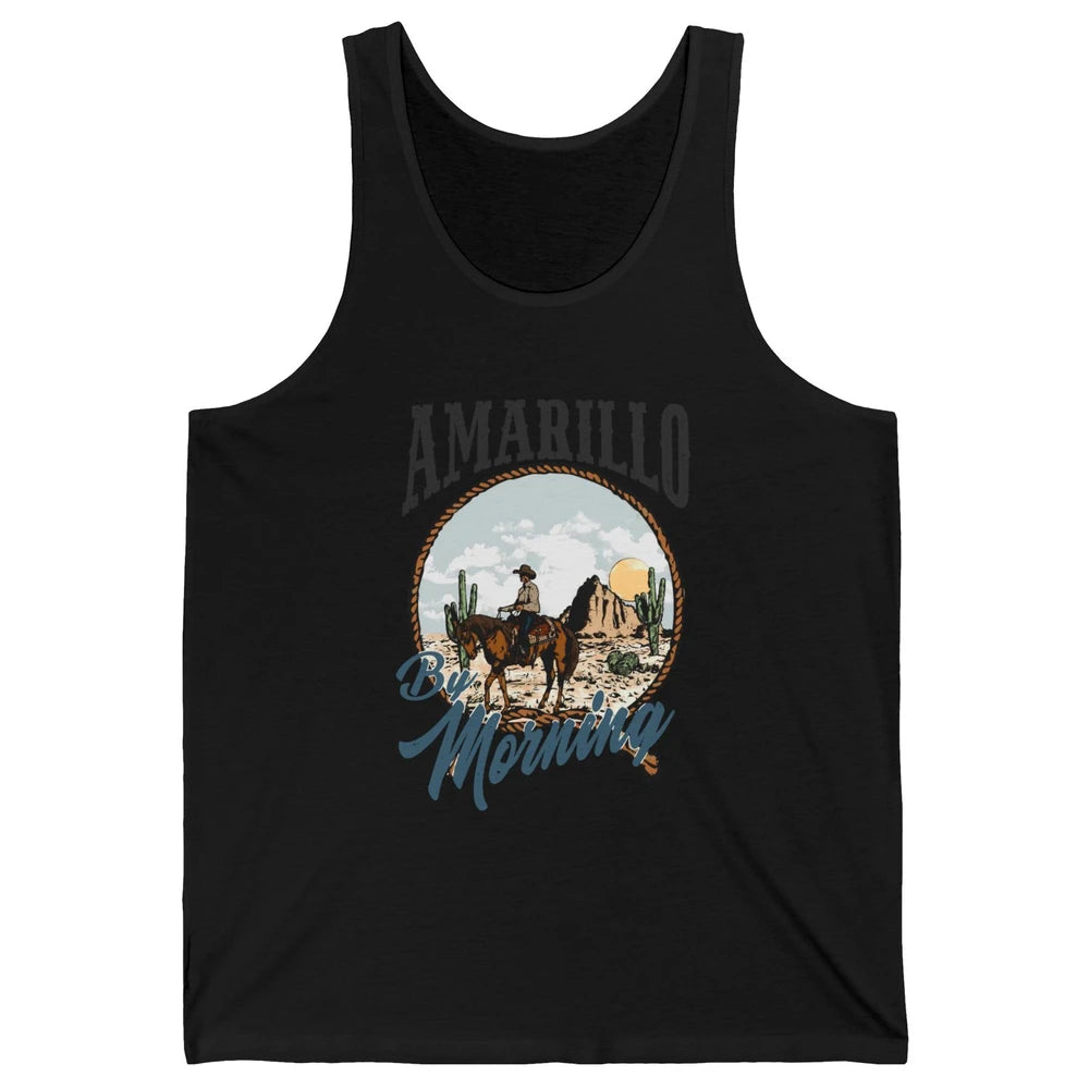 Retro Desert Cowboy Riding Horse Amarillo By Morning Western Unisex Jersey Tank
