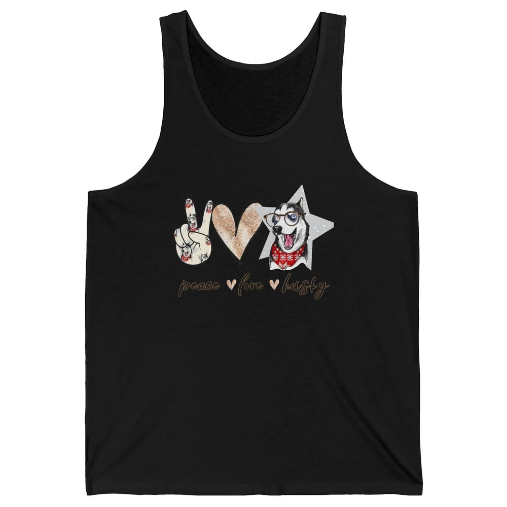 Peace Love Husky Funny Siberian Husky Mom Dog Lovers Gift Unisex Jersey Tank