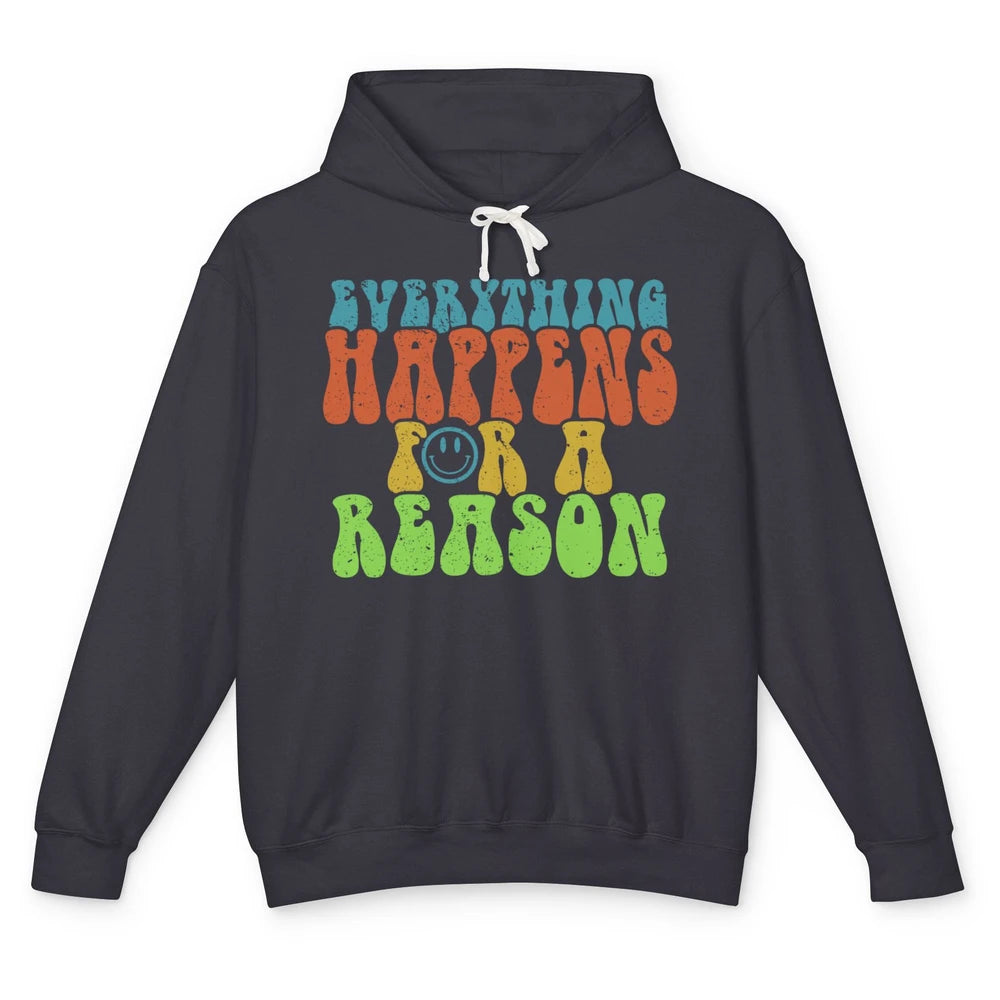 Retro Everything Happens For A Reason Mental Health Peace Unisex Lightweight Hoodie