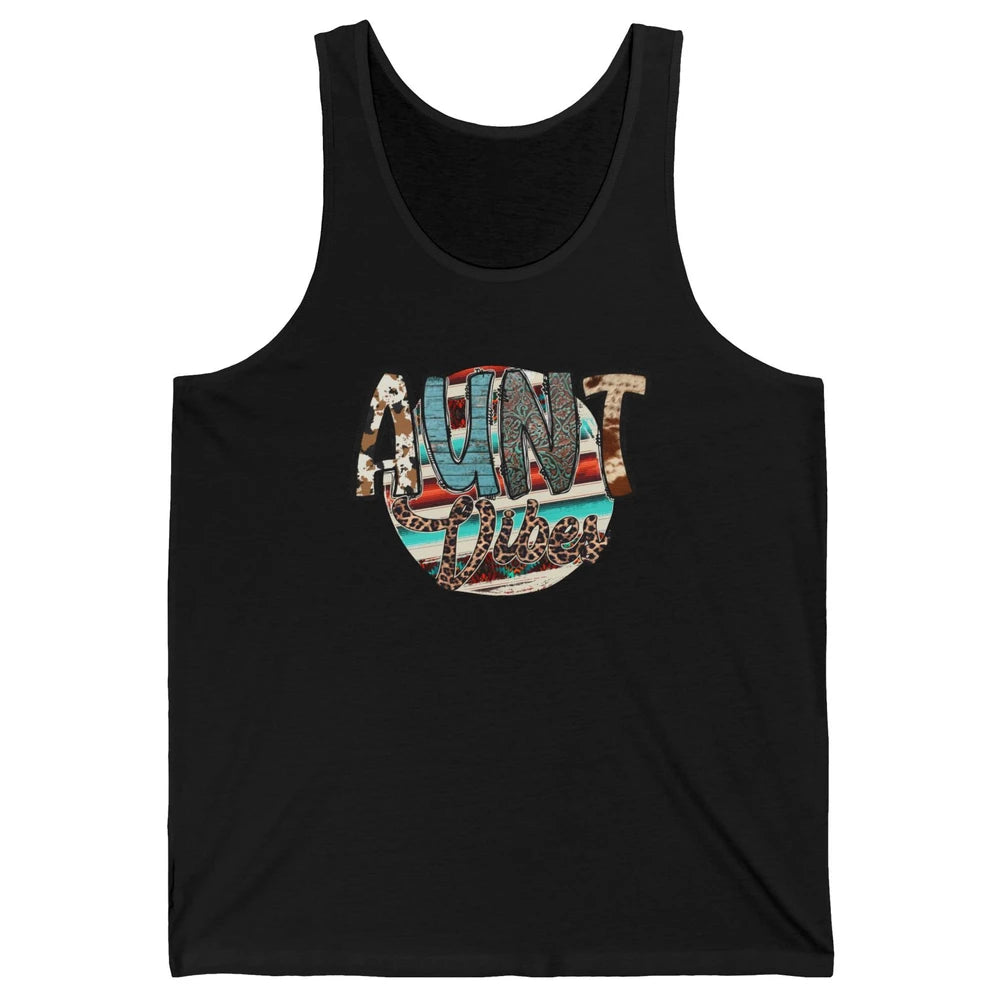 Retro Aunt Vibes Western Aunt Cowhide Leopard Auntie Gift Unisex Jersey Tank