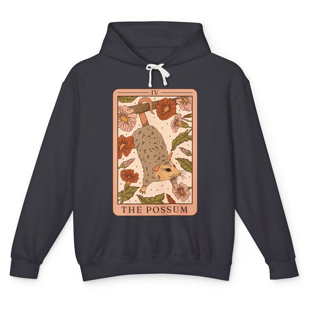 Possum Tarot Card Floral Possum Cat Lovers Team Trash Unisex Lightweight Hoodie