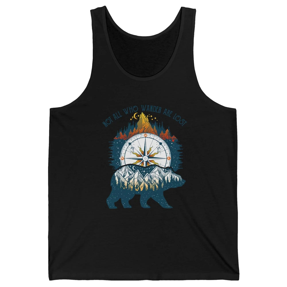 Not All Who Wander Are Lost Compass Mountain Camping Hiking Unisex Jersey Tank