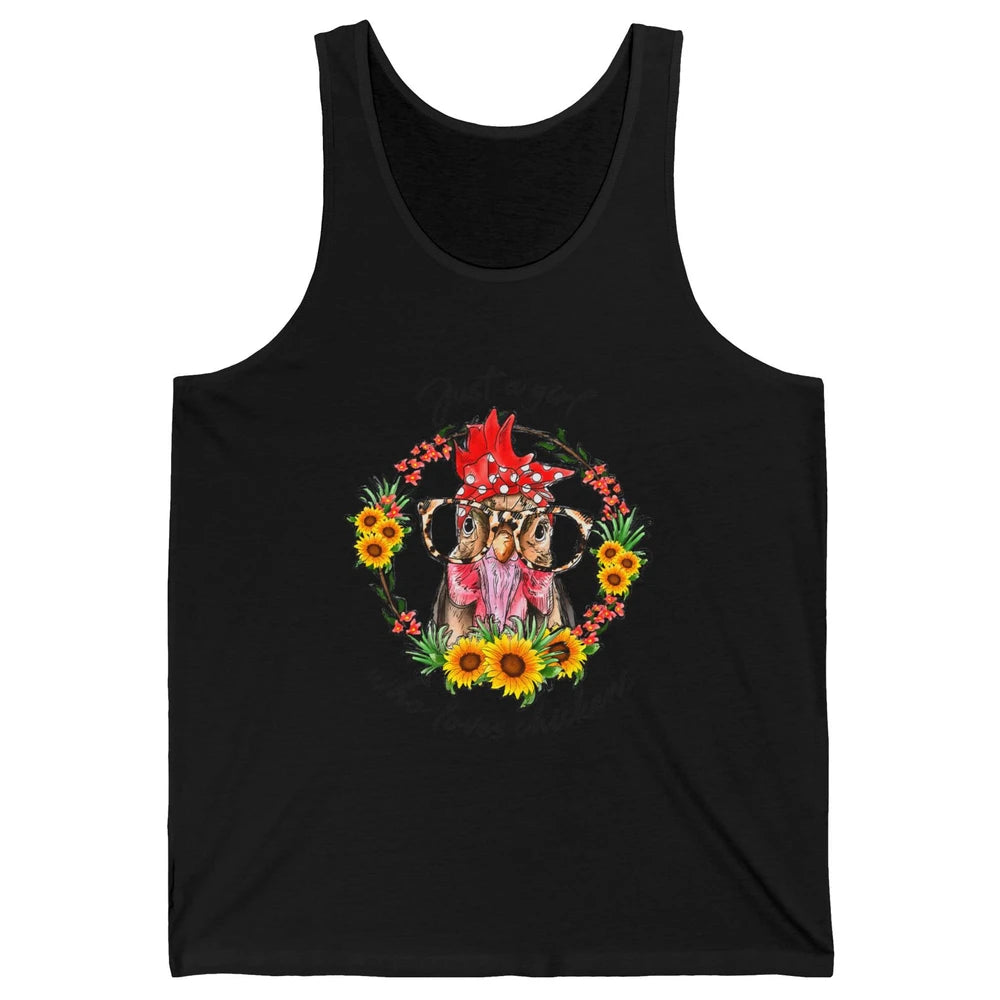 Retro Just Girl Loves Chickens Flower Chicken Farm Animal Unisex Jersey Tank