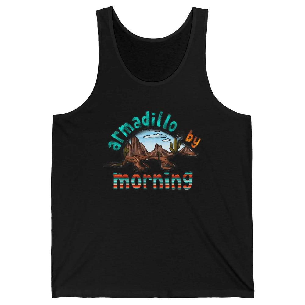 Retro Desert Sunset Armadillo By Morning Western Country Unisex Jersey Tank