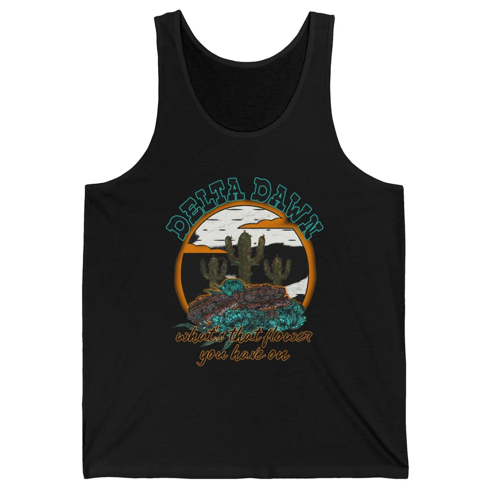 Retro Desert Night Delta Dawn What's That Flower Western Unisex Jersey Tank